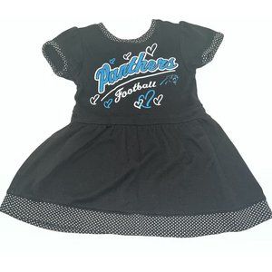 Team NFL Carolina Panthers Toddler Girl Black Dress Size 2T Short Sleeve Cotton